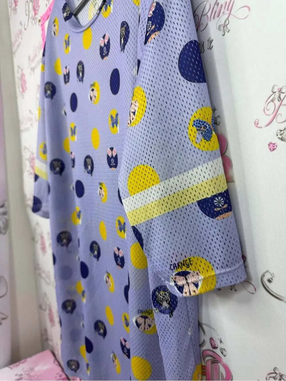 Lining jersey shirt polka dot animal print butterfly’s purple blue yellow